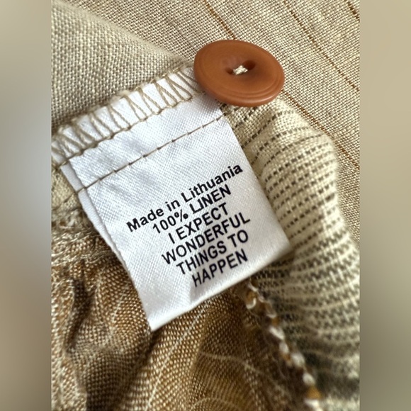 FLAX 100% Linen Lagenlook Button Front Tunic Cardigan Pockets Size Small - Picture 10 of 11